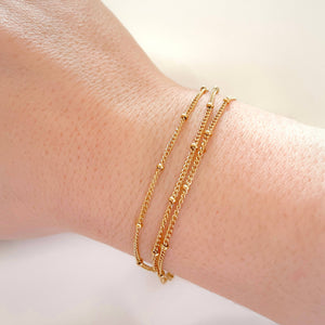 Layered Satellite Bracelet - Gold Beaded Chain Bracelet