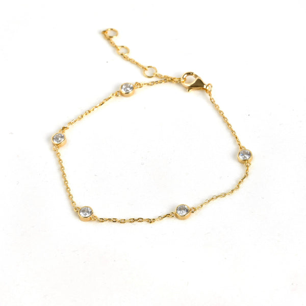 Silver Diamond Bracelet - Bezel Bracelet - Clover Bracelet