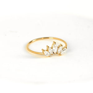 Marquise Diamond Ring - Stainless Steel CZ Lotus Ring