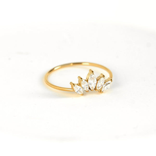 Marquise Diamond Ring - Stainless Steel CZ Lotus Ring