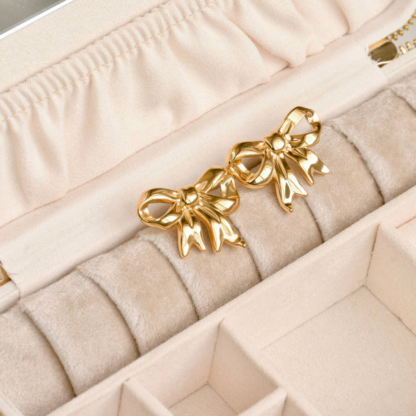 Oversized Ribbon Studs - 18k Gold Large Bow Tie Earrings