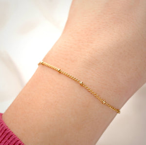 Layered Satellite Bracelet - Gold Beaded Chain Bracelet