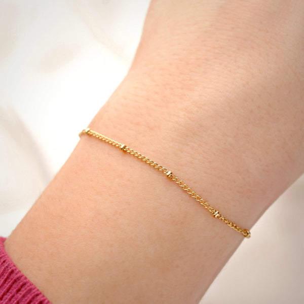 Layered Satellite Bracelet - Gold Beaded Chain Bracelet