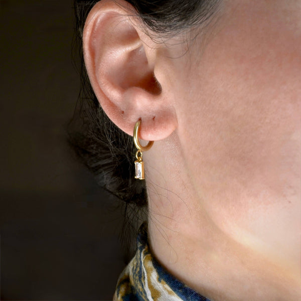 Waterproof Diamond Hoops - Diamond Charm Hoop Earrings