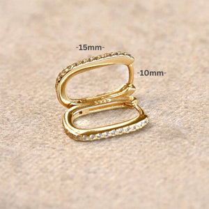 Diamond U Hoops - 925 Silver Pavé Link Hoop Earrings