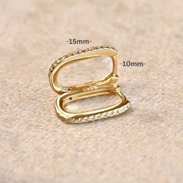 Diamond U Hoops - 925 Silver Pavé Link Hoop Earrings