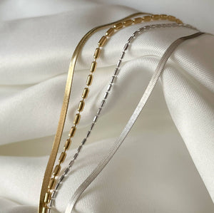 Layered Herringbone Bracelet - Dainty Gold Sanke Bracelet