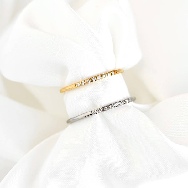 Thin Pave CZ Ring - Slim Stacker Ring - Pave Diamond Band