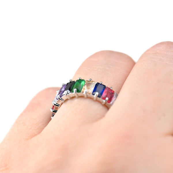 Baguette Diamond Ring - Wide Baguette-cut CZ Ring