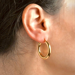 Small Thick Gold Hoop Earrings -  Tarnish-free Thick Hoops