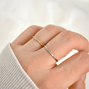 Thin Pave CZ Ring - Slim Stacker Ring - Pave Diamond Band