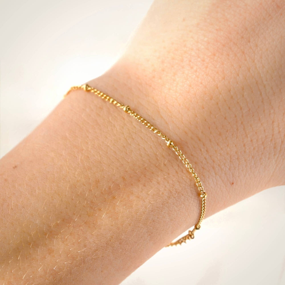 Layered Satellite Bracelet - Gold Beaded Chain Bracelet