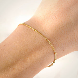 Layered Satellite Bracelet - Gold Beaded Chain Bracelet