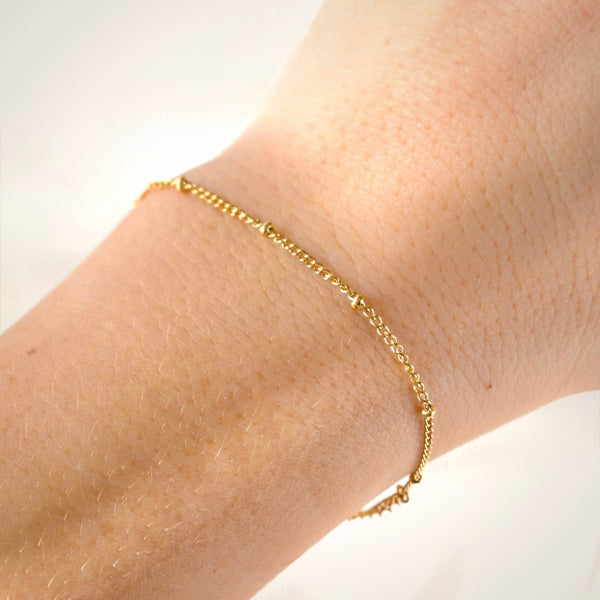 Layered Satellite Bracelet - Gold Beaded Chain Bracelet