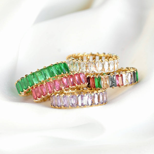 Baguette Diamond Ring - Wide Baguette-cut CZ Ring