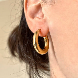 Small Thick Gold Hoop Earrings -  Tarnish-free Thick Hoops