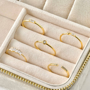 925 Silver Diamond Rings - Bezel Ring - Baguette Ring