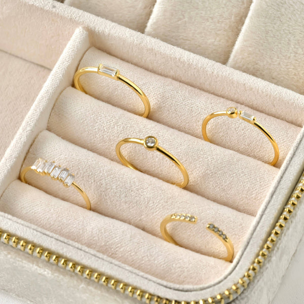 925 Silver Diamond Rings - Bezel Ring - Baguette Ring
