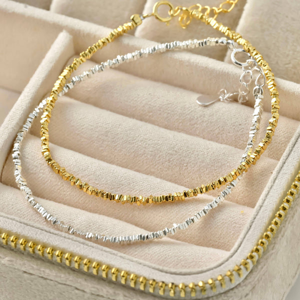 925 Sterling Silver Beaded Choker - Silver Bead Necklace