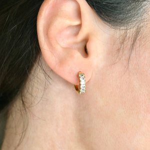 Baguette Diamond Hoops - Tarnish-free Small CZ Hoop Earrings