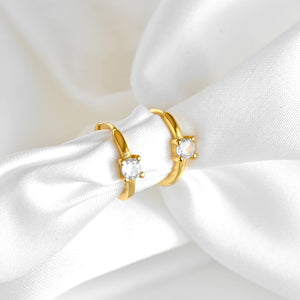 Baguette Diamond Huggies - Silver Everyday CZ Hoop Earrings
