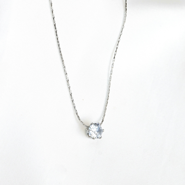 Gold Solitaire Necklace - Tarnish-free Diamond Pendant