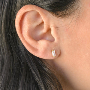 925 Silver Bar Studs - Small Baguette Stud Earrings