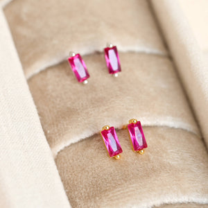 925 Silver Bar Studs - Small Baguette Stud Earrings