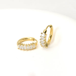 Baguette Diamond Hoops - Tarnish-free Small CZ Hoop Earrings