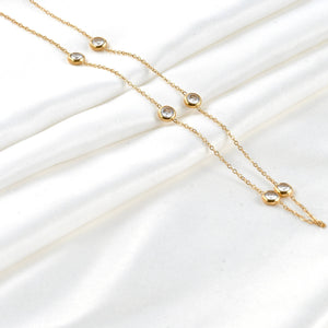 Bezel Station Necklace - Diamond Satellite Bezel Necklace
