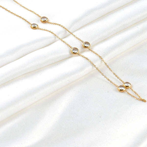 Bezel Station Necklace - Diamond Satellite Bezel Necklace