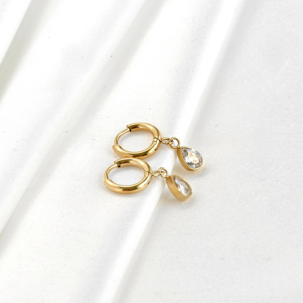 Waterproof Diamond Hoops - Diamond Charm Hoop Earrings