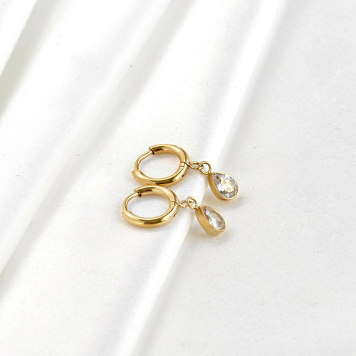Waterproof Diamond Hoops - Diamond Charm Hoop Earrings