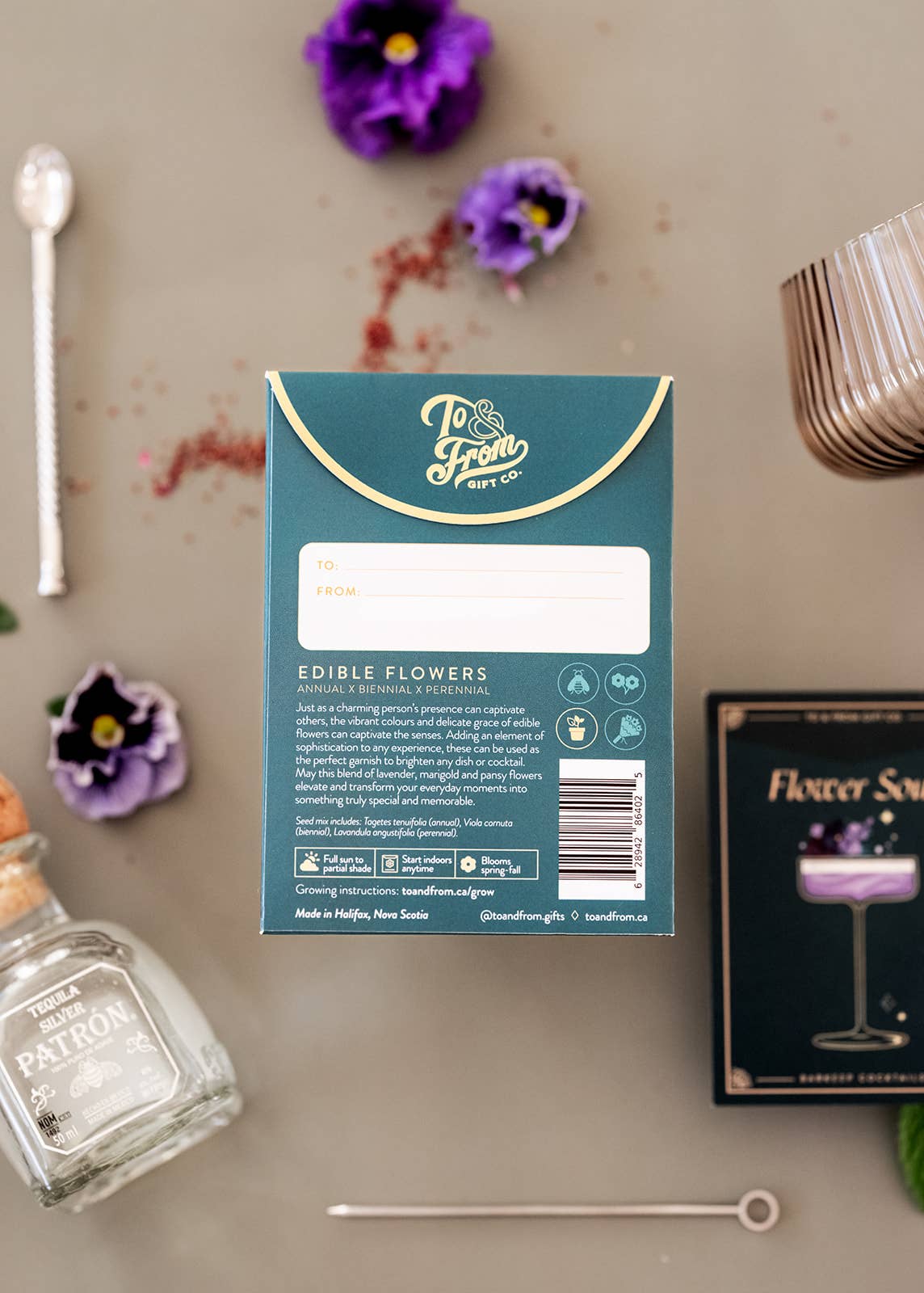 Seed Packet & Cocktail Recipe - Edible Flowers (Charm)