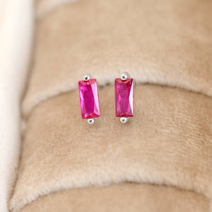 925 Silver Bar Studs - Small Baguette Stud Earrings