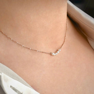 Pearl Chain Necklace - Dainty Curved Pearl Bar Necklace
