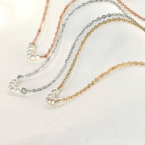 Pearl Chain Necklace - Dainty Curved Pearl Bar Necklace