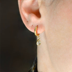 Waterproof Diamond Hoops - Diamond Charm Hoop Earrings