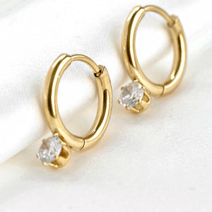 Waterproof Diamond Hoops - Diamond Charm Hoop Earrings