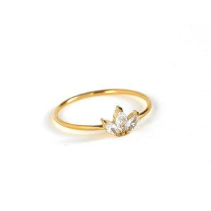 Marquise Diamond Ring - Stainless Steel CZ Lotus Ring
