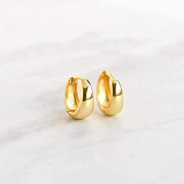 Small Chunky Hoops - Sterling Silver Small Bold Huggies