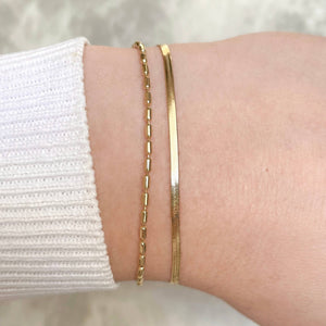Layered Herringbone Bracelet - Dainty Gold Sanke Bracelet