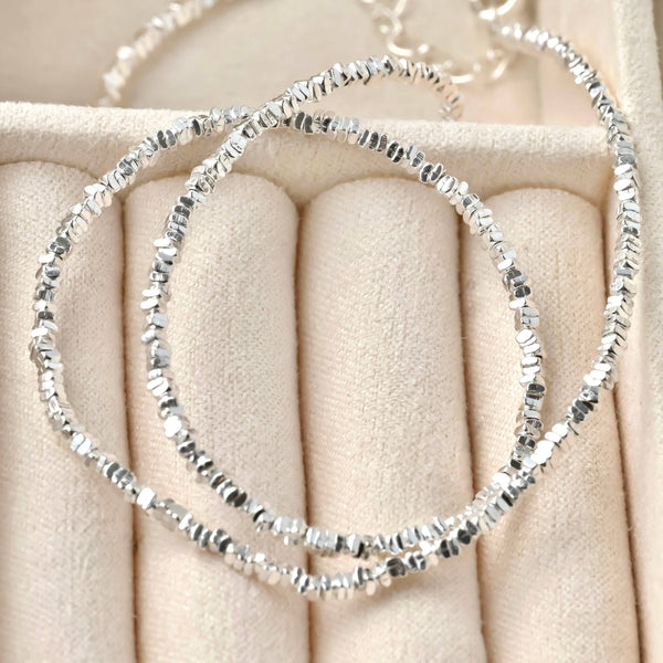 925 Sterling Silver Beaded Choker - Silver Bead Necklace