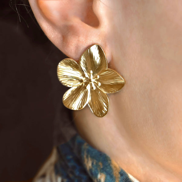 Oversized Flower Earrings - Large Flower Statement Earrings
