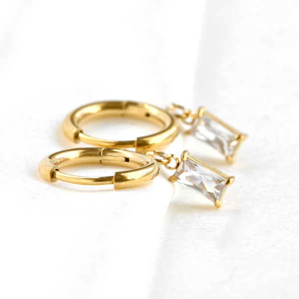Waterproof Diamond Hoops - Diamond Charm Hoop Earrings