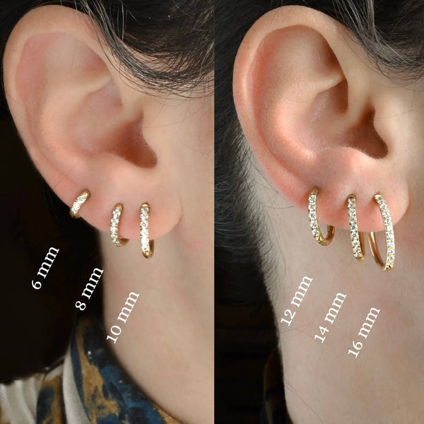 Pave Diamond Hoops - Tarnish-free Diamond Hoop Earrings