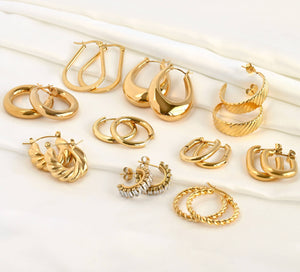 18k Gold Hoop Earrings - Tarnish-free Statement Hoops