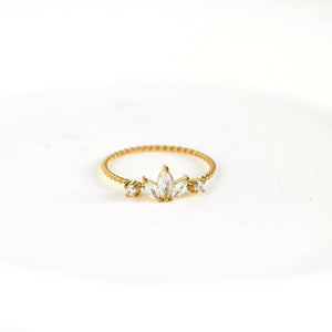 Marquise Diamond Ring - Stainless Steel CZ Lotus Ring