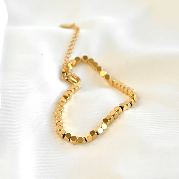 18k Gold Bracelets - Gold Beaded, Paperclip, Tennis Bracelet