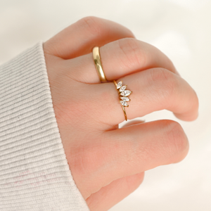 Marquise Diamond Ring - Stainless Steel CZ Lotus Ring